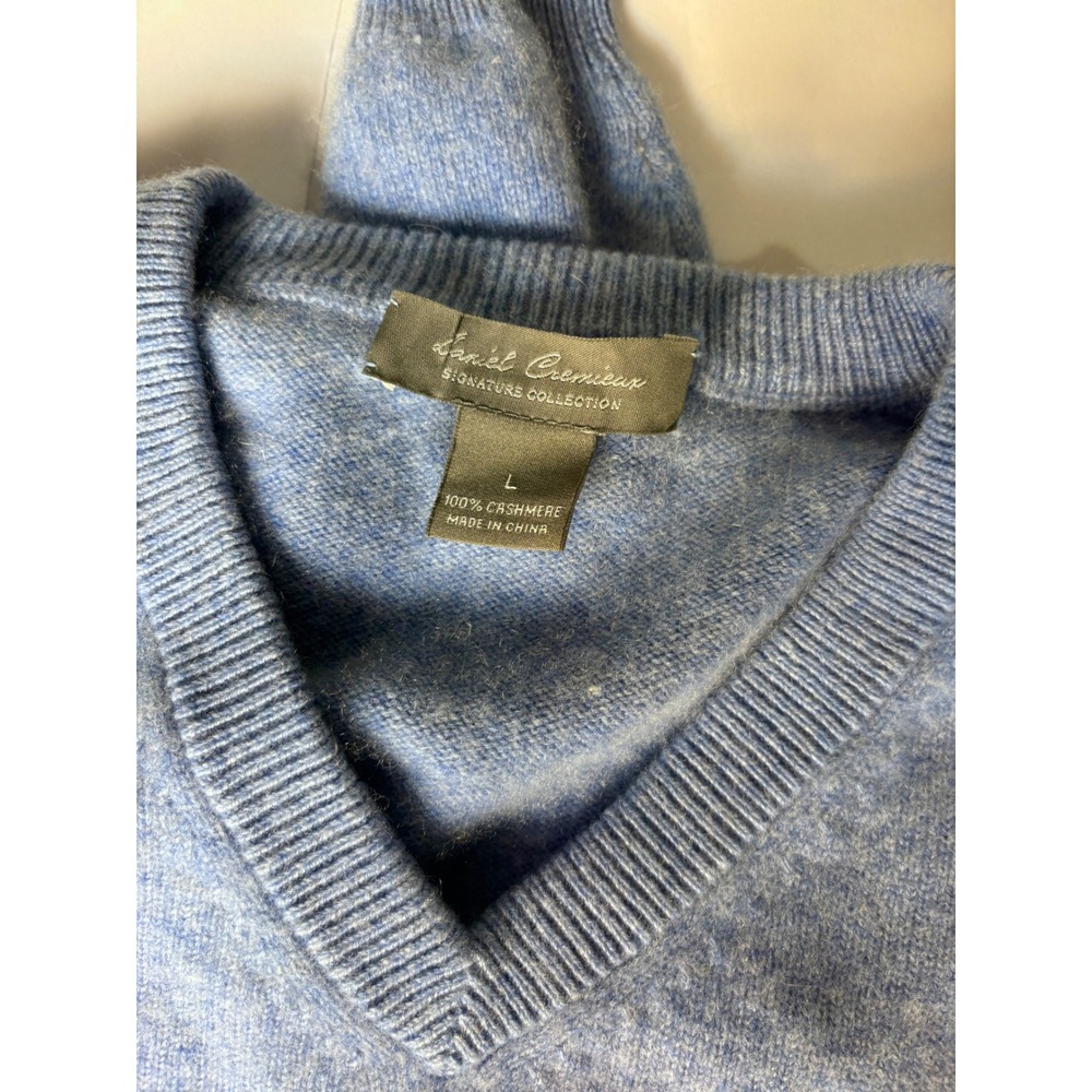 Daniel Cremieux Signature Collection Mens Blue 100% Cashmere V-Neck Sweater L